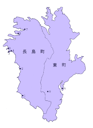 長島の古墳分布図