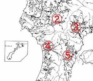 鹿児島県内中世城館跡分布図3